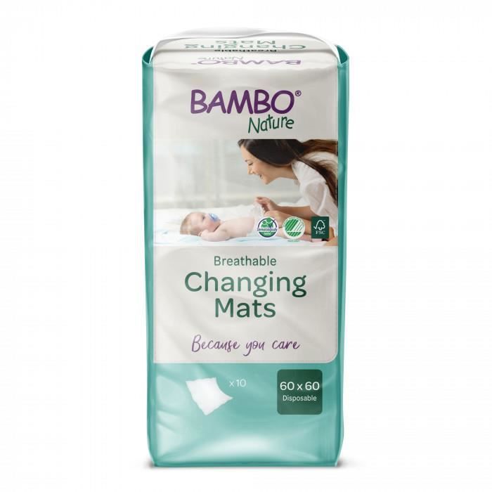 BAMBO NATURE TAPIS DE CHANGE 60×60 10 UNITEES