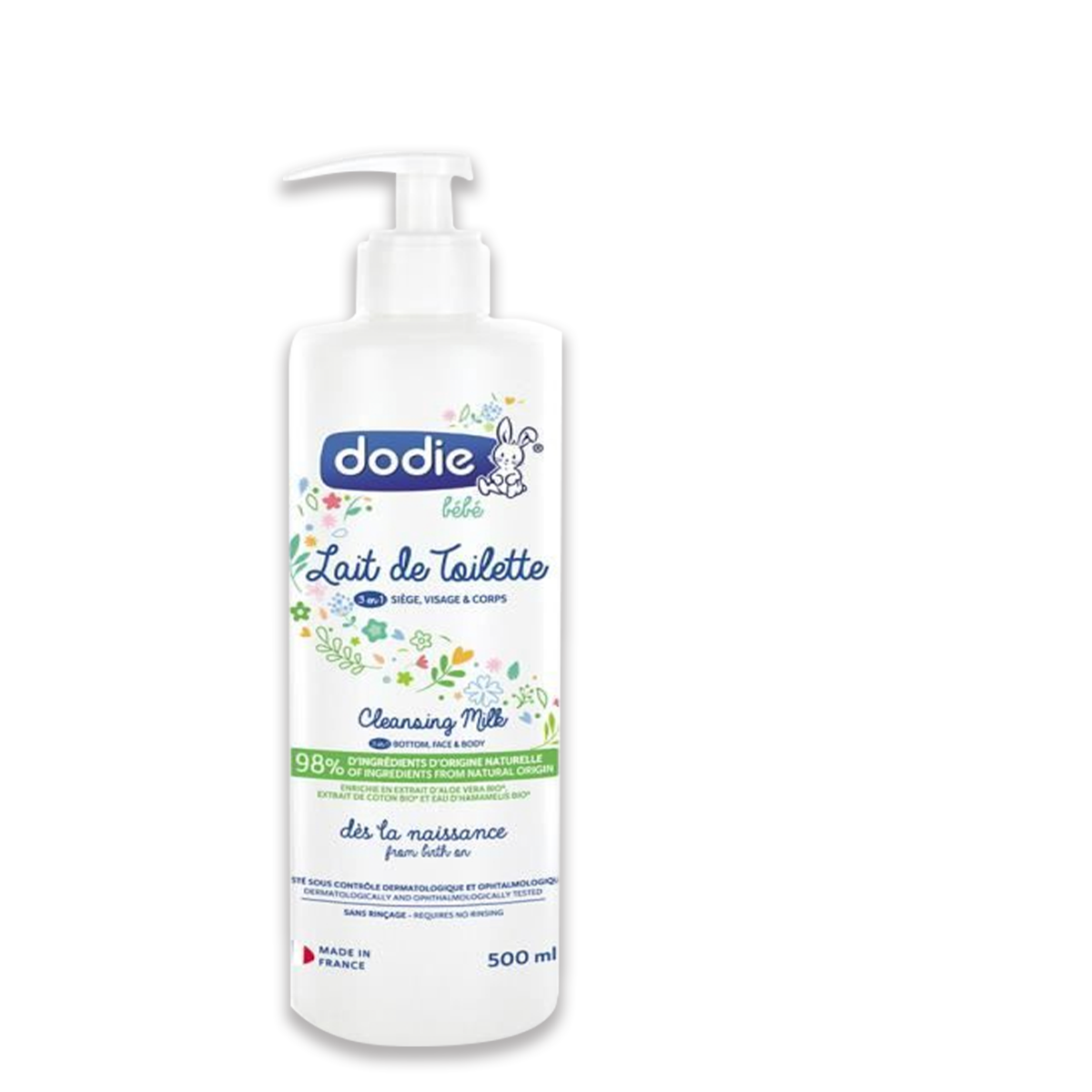 DODIE LAIT DE TOILETTE 3 EN 1 FL POMPE 500ML