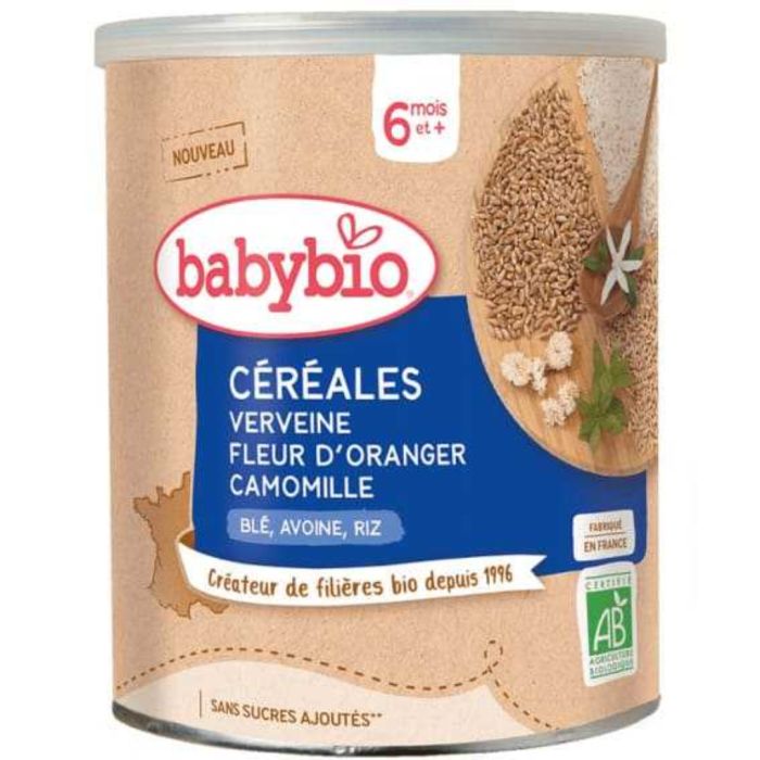 BABYBIO CEREALES VERVEINE ET FLEUR D’ORANGER ET CAMOMILLE 6 MOIS +