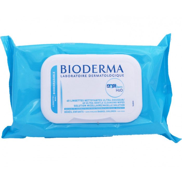 BIODERMA ABCDERM H2O 60 LINGETTES NETTOYANTES