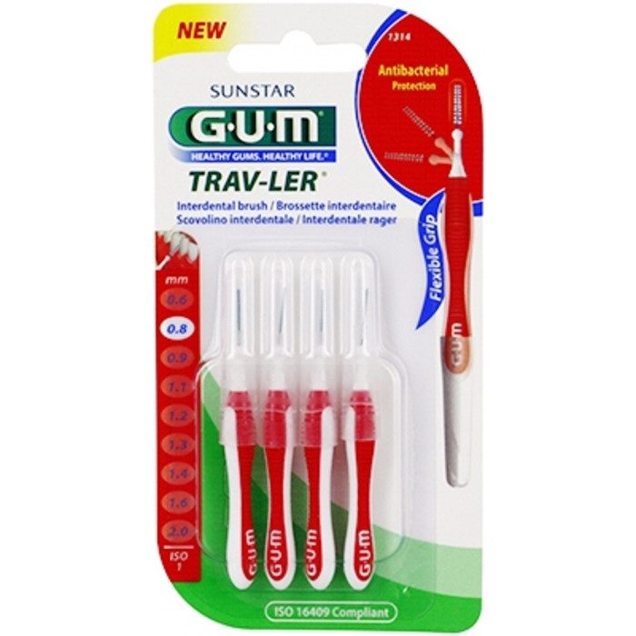 GUM MANCHE PAR 4 UNITES AVEC BROSSETTE MICRO ULTRA FINE 0.8MM