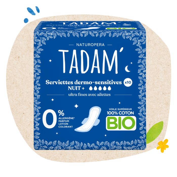 TADAM SERVIETTES DERMO SENSITIVE NUIT x 10
