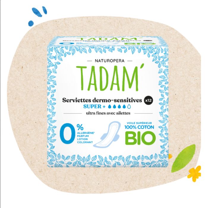 TADAM SERVIETTES DERMO SENSITIVE SUPER ULTRA FINE x 12