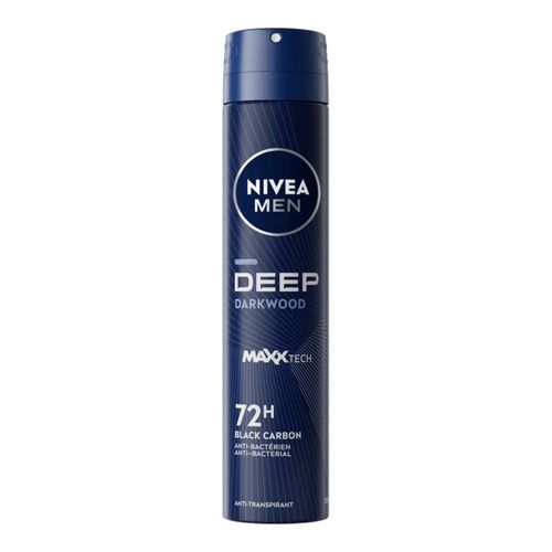 NIVEA MEN Deodorant Spray Deep Darkwood 200ml – Protection Anti-Bactérienne & Parfum Boisé Élégant