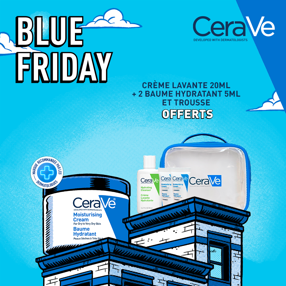 Cerave baume hydratant – 340 g = Creme lavante 20ml + 2 Baume hydratante 5ml + Trousse OFFERTS