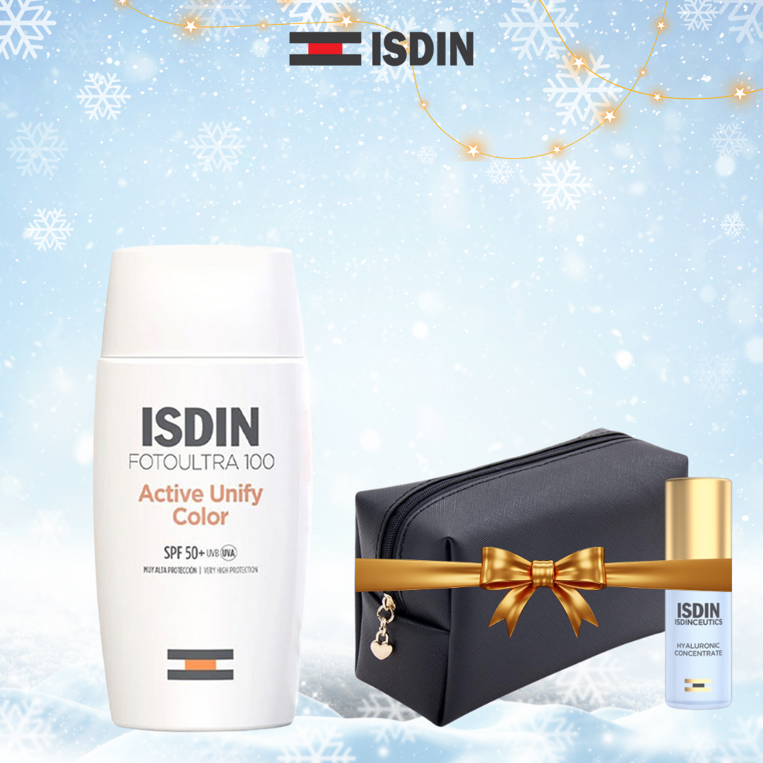 ISDIN Foto Ultra 100 ISDIN Active Unify COLOR Fusion Fluid SPF 50+ = Trousse+hyaluronic 5 ml offerts