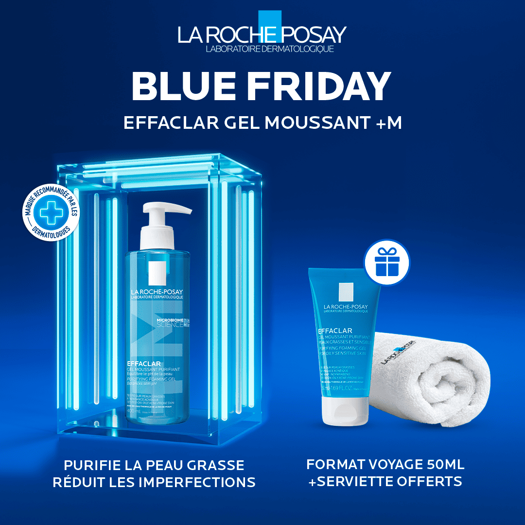 La roche-posay effaclar gel moussant 400 ml = Gel Moussant 50ml + Serviette Visage OFFERTS