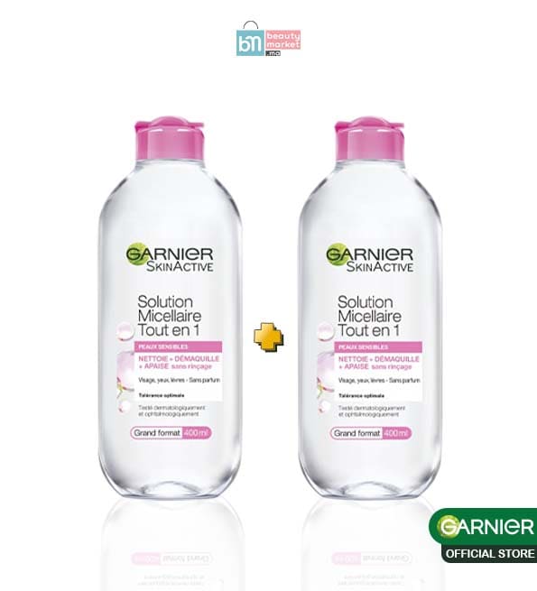 Garnier lot de 2 solution micellaire tout en 1 peaux sensibles 400ml