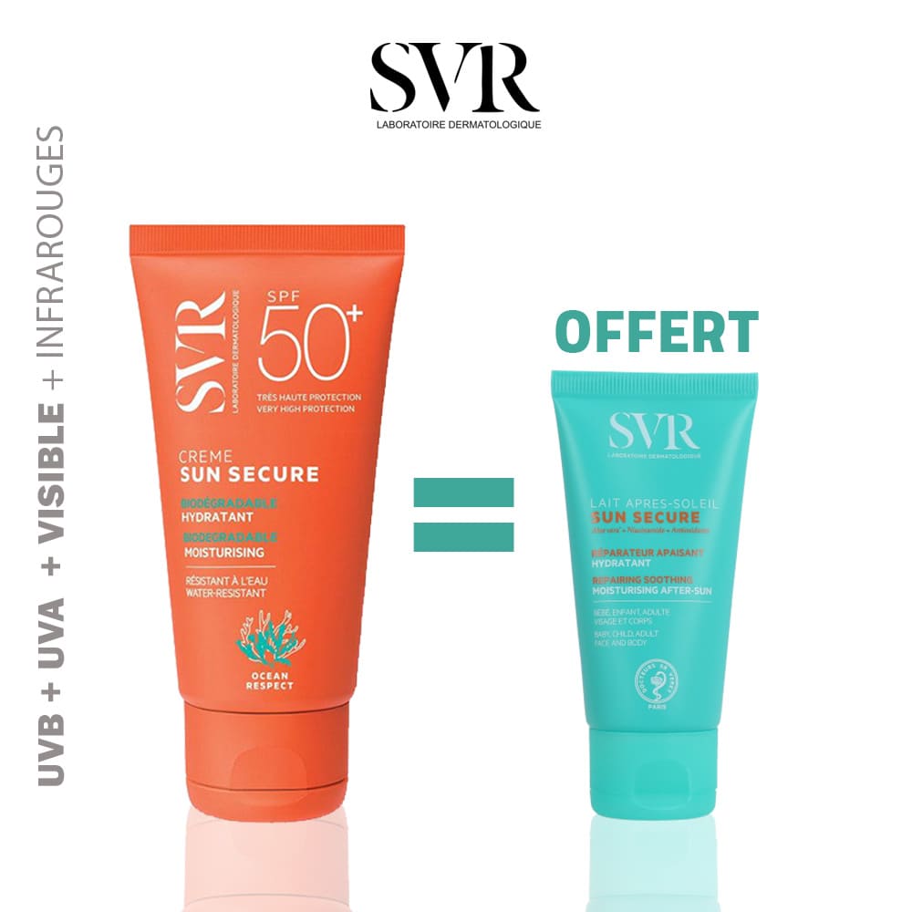 SVR Sun Secure Crème SPF 50+ 50ML = Lait après-soleil 50 ml Offert