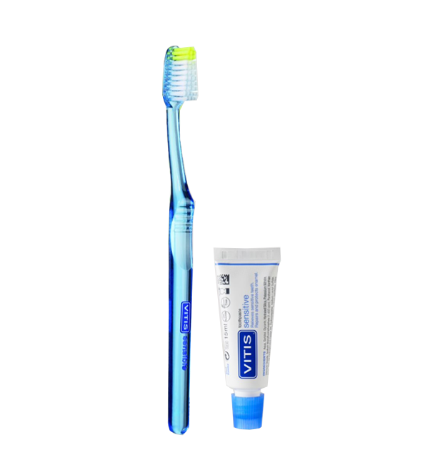 VITIS Sensitive Brosse à dents + Dentifrice 15ml – Soin complet dents sensibles & protection émail