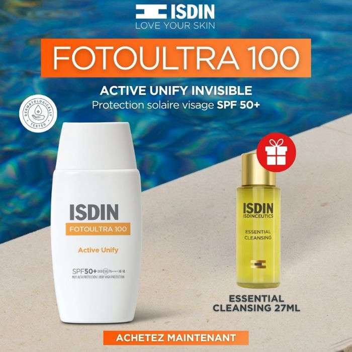 ISDIN OFFRE WEB FOTOULTRA 100 ACTIVE UNIFY SPF 50+ 50 ML + ESSENTIEL CLEANSING 27ML OFFERT