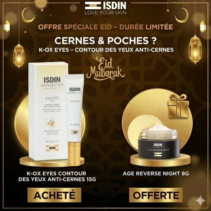 ISDIN OFFRE WEB K-OX EYES POCHES ET CERNES CREME 15 G + AGE REVERSE NUIT 8G OFFERT
